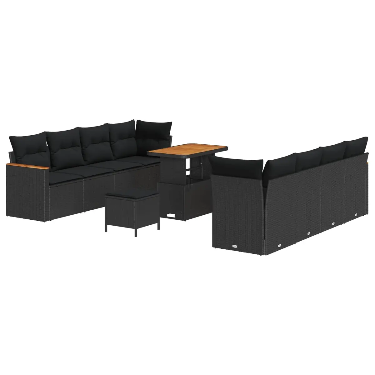Garden Sofa Set 11 Piece Outdoor Furniture Modular Black Poly Rattan Patio