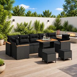 Specifications of 10-Piece Modular Black Garden Sofa Set