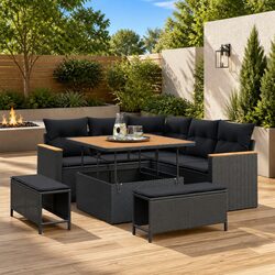 Specifications of 8-Piece Black Garden Sofa Set