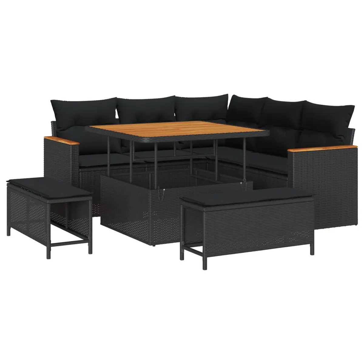 Garden Sofa Set Outdoor Furniture 8 Piece Black Modular Rattan