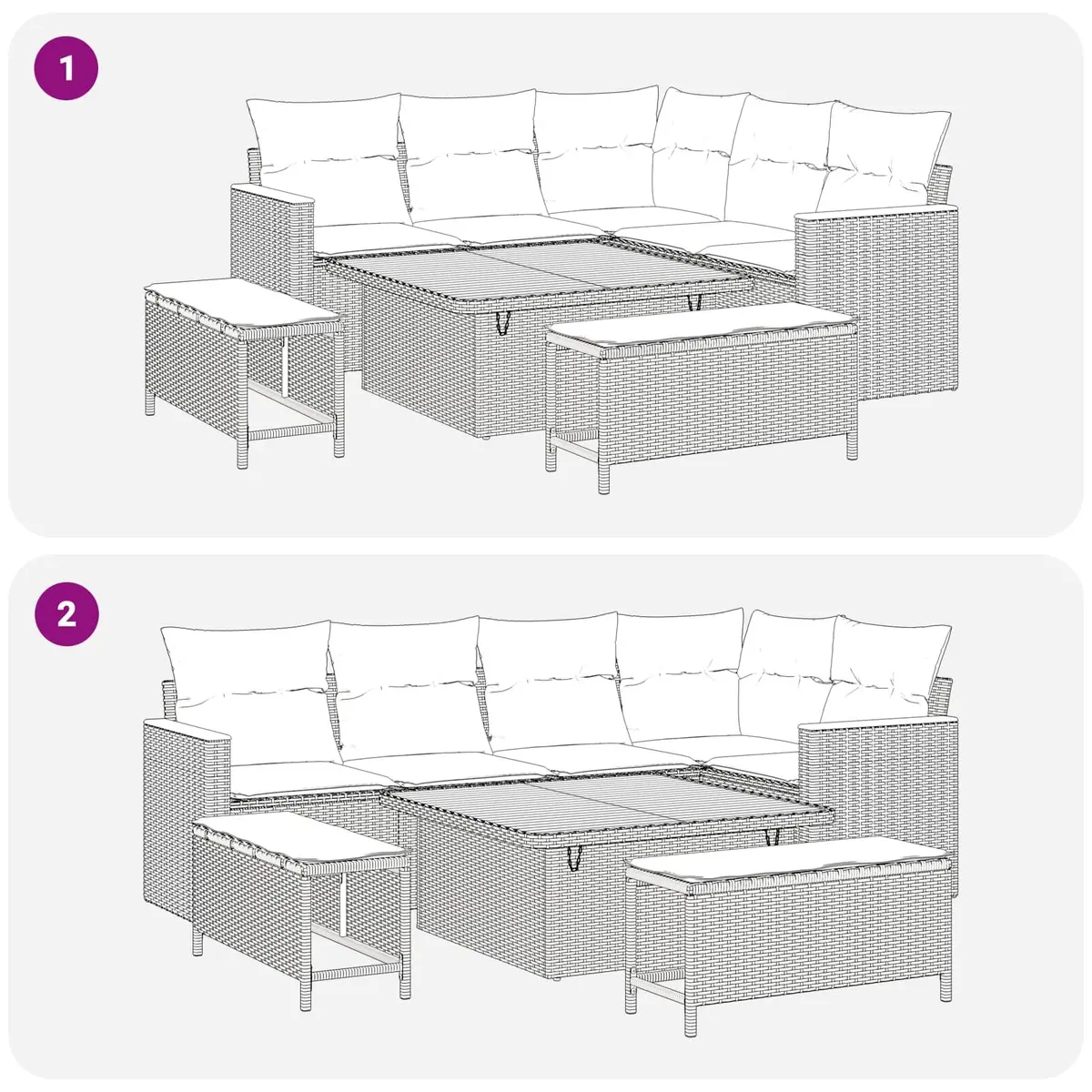 Garden Sofa Set Outdoor Furniture 8 Piece Black Modular Rattan