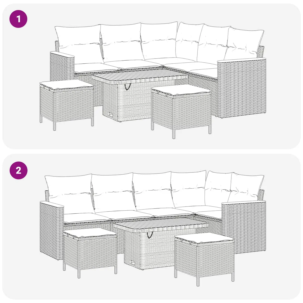 Garden Sofa Set 8 Piece Outdoor Patio Furniture Black Poly Rattan Modular Lounge