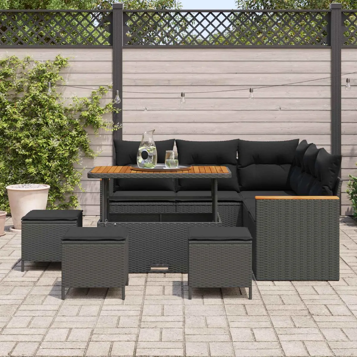 Garden Sofa Set 9 Piece Outdoor Furniture Patio Modular Rattan Black