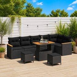 Specifications of 9 pcs Black Outdoor Sofa Set