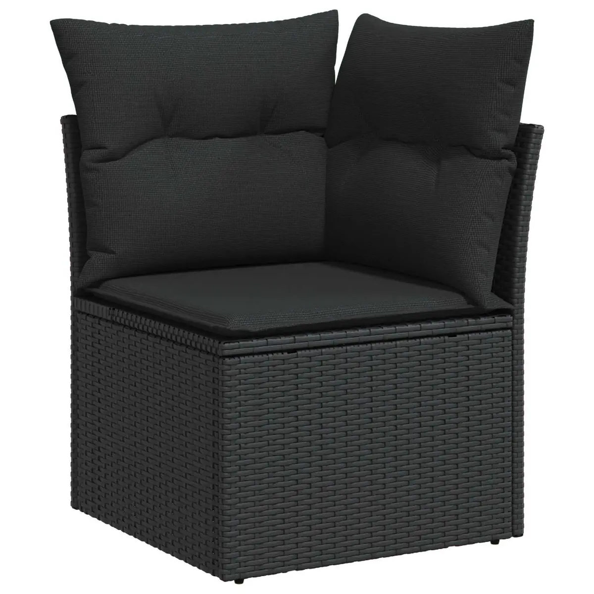 Garden Sofa Set 10 Piece Outdoor Furniture Black Poly Rattan Acacia Wood Patio