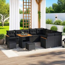 Specifications of the 12-Piece Black Garden Sofa Set