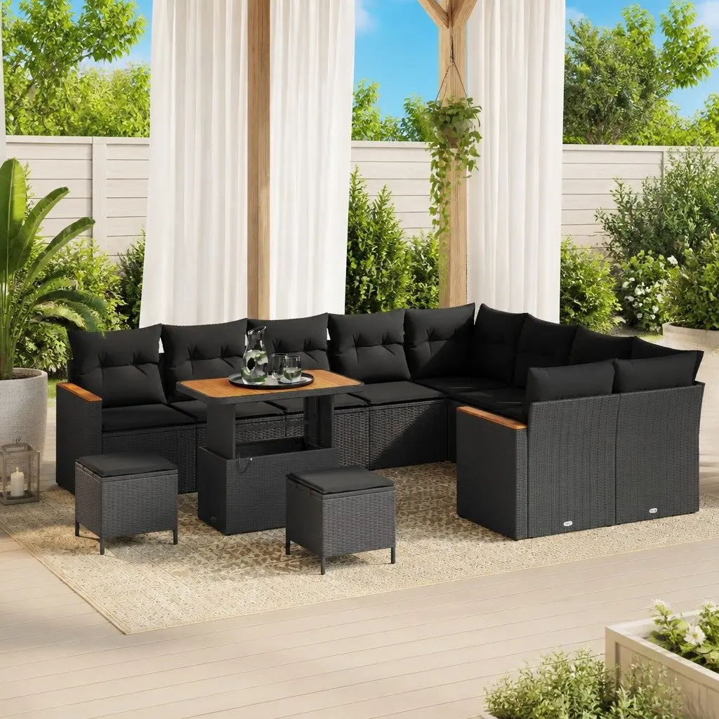 Garden Sofa Set Outdoor Furniture Patio Lounging Seating 12 Pieces Black