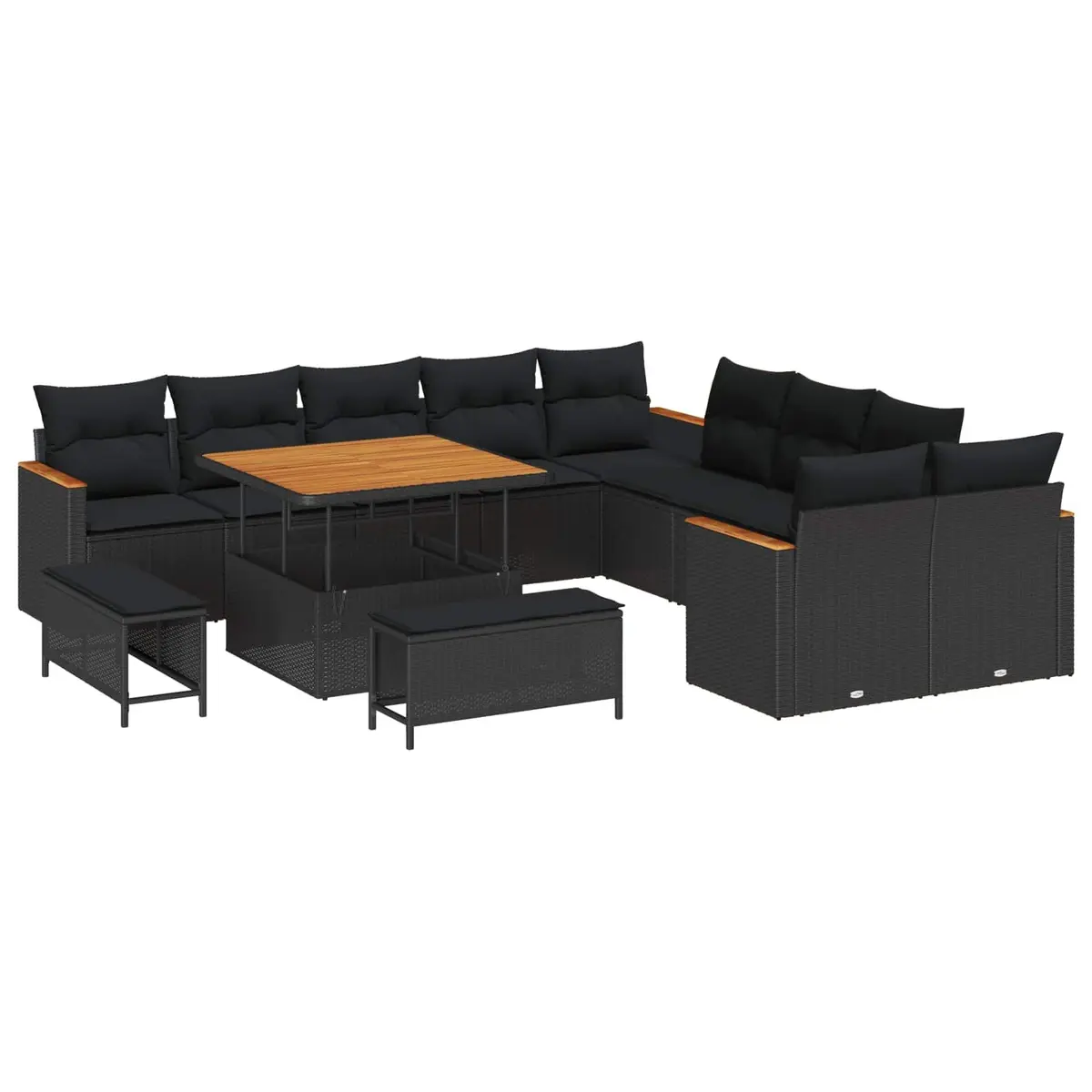 Modular 13-Piece Patio Lounge Set with Cushions