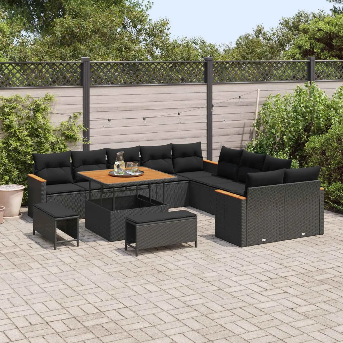 Modular 13-Piece Patio Lounge Set with Cushions