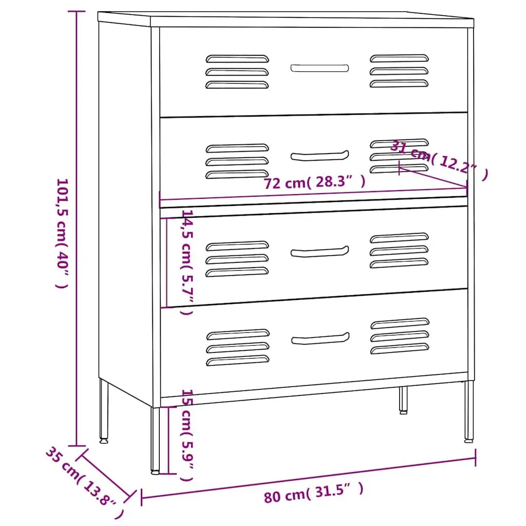 Chest of Drawers White Storage Cabinet Bedroom 80 x 35 x 101.5 cm