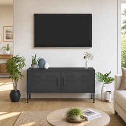 Steel Frame Anthracite TV Cabinet: 105W x 35D x 50H cm