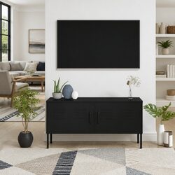 Dimensions-Driven Black TV Cabinet with Storage