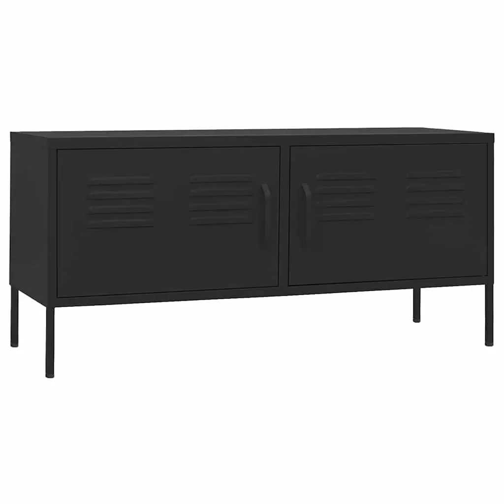 TV Cabinet Black Storage Unit with Doors Shelves Living Room Furniture Stand