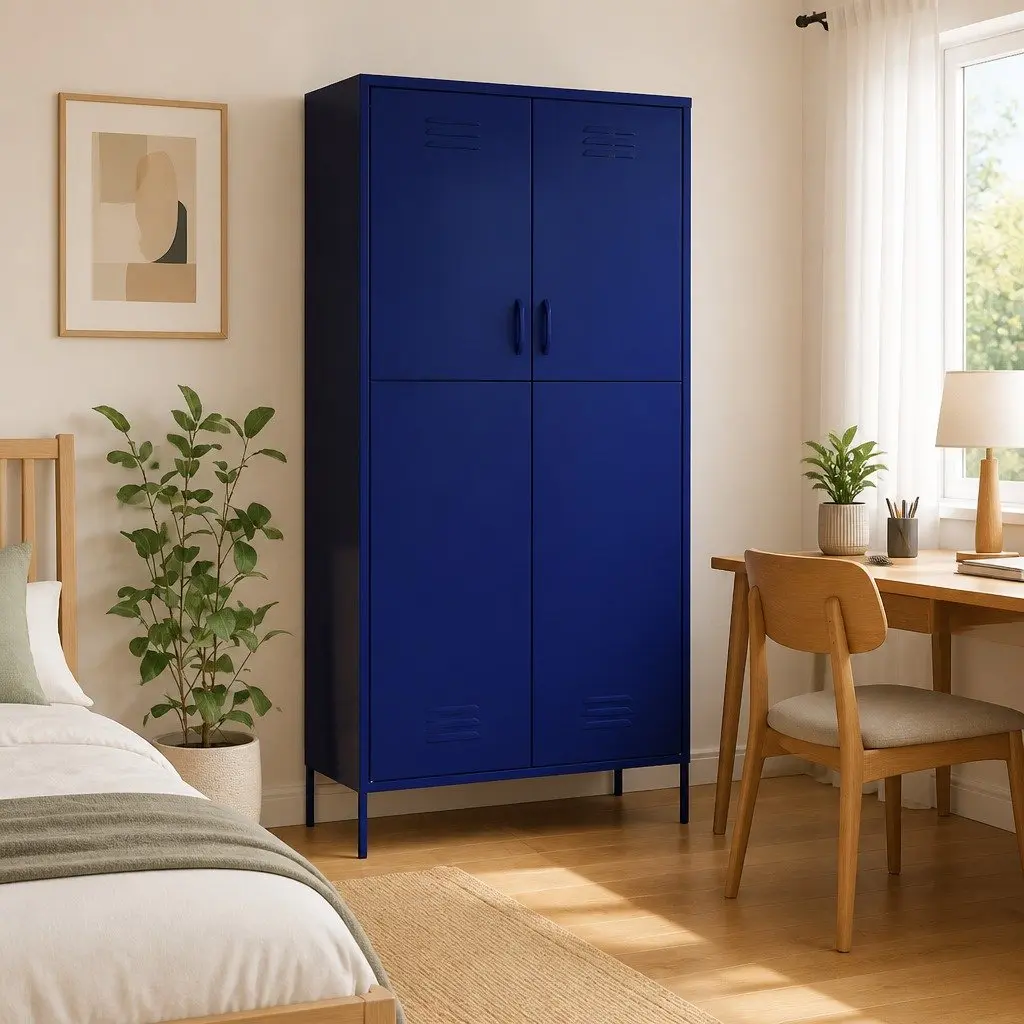 Blue Steel Wardrobe Cabinet