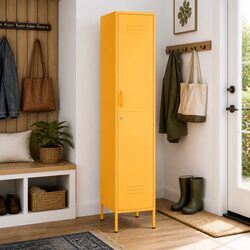 Storage Locker Cabinet Yellow 4 Shelf Adjustable Steel Secure Filing Organizer