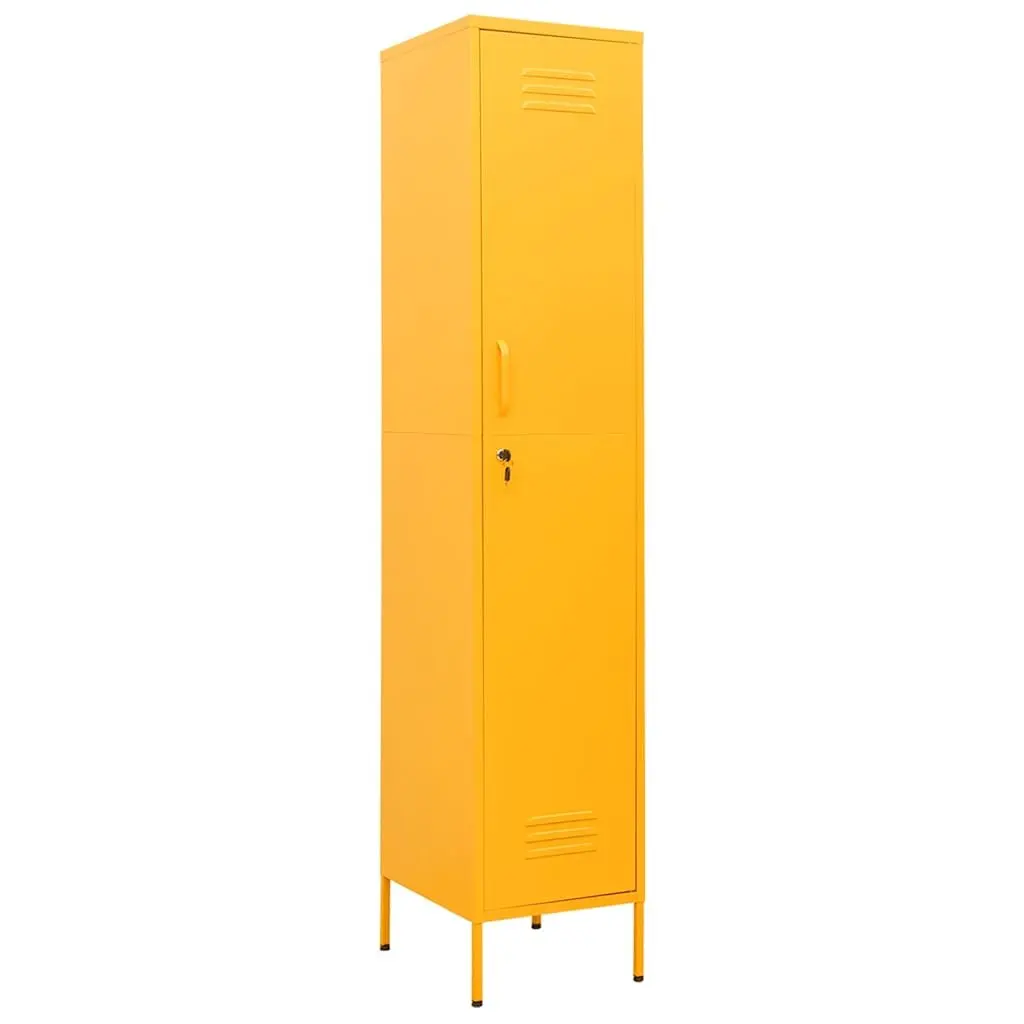 Storage Locker Cabinet Yellow 4 Shelf Adjustable Steel for Home Office 35 x 46 x 180 cm