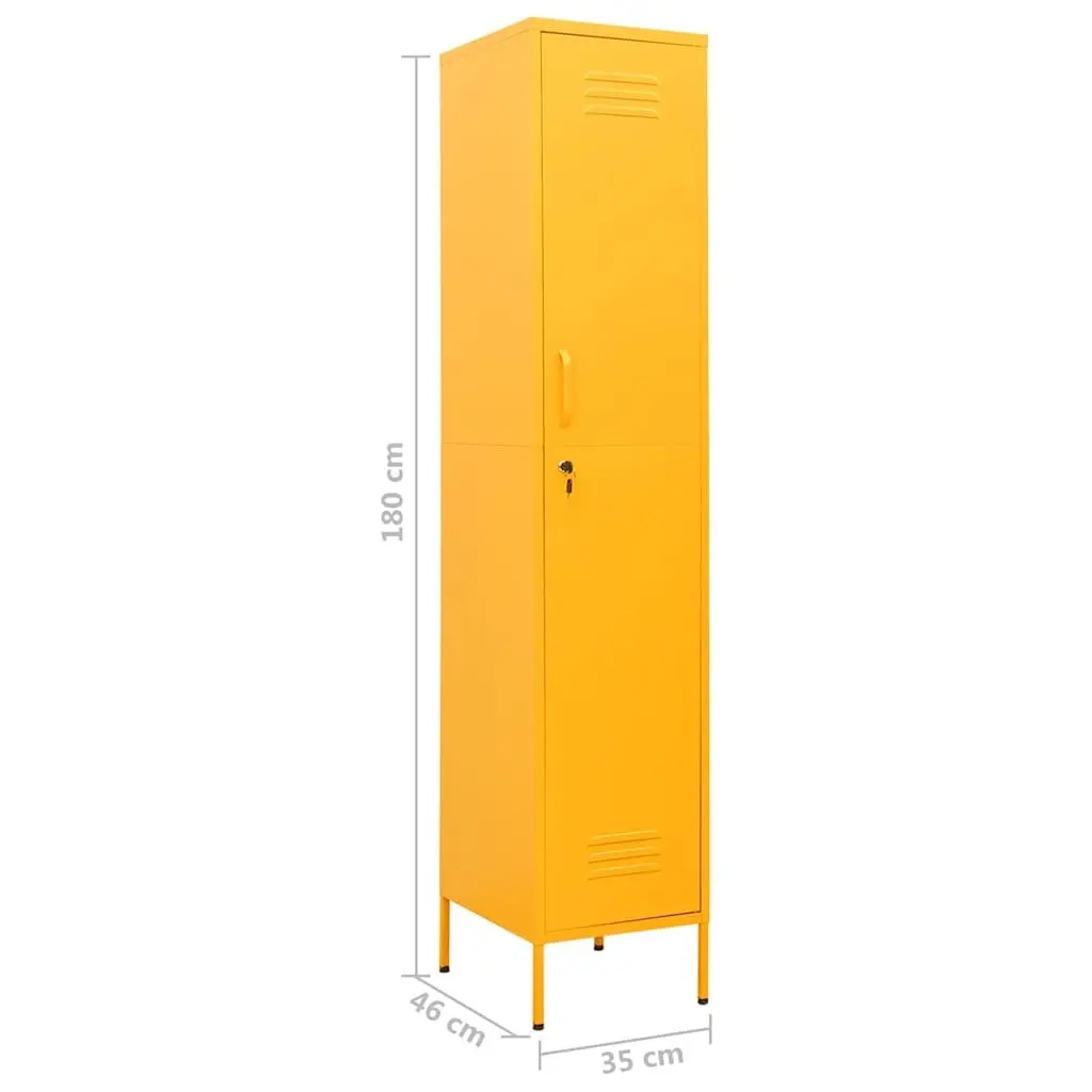 Storage Locker Cabinet Yellow 4 Shelf Adjustable Steel for Home Office 35 x 46 x 180 cm