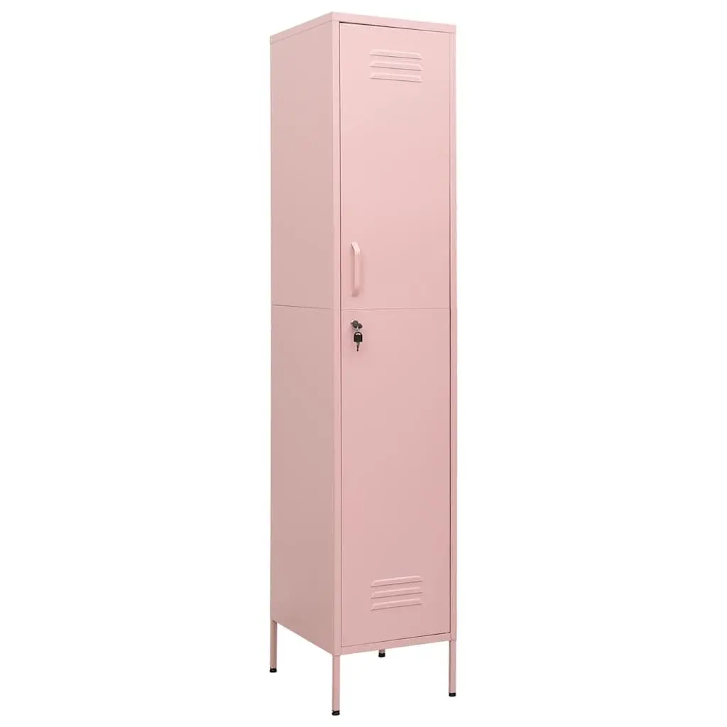 Storage Locker Cabinet for Bedroom Office Living Space Pink Steel 4 Adjustable Shelves with Locks