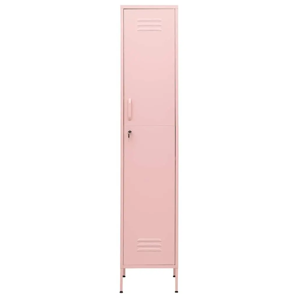 Storage Locker Cabinet for Bedroom Office Living Space Pink Steel 4 Adjustable Shelves with Locks