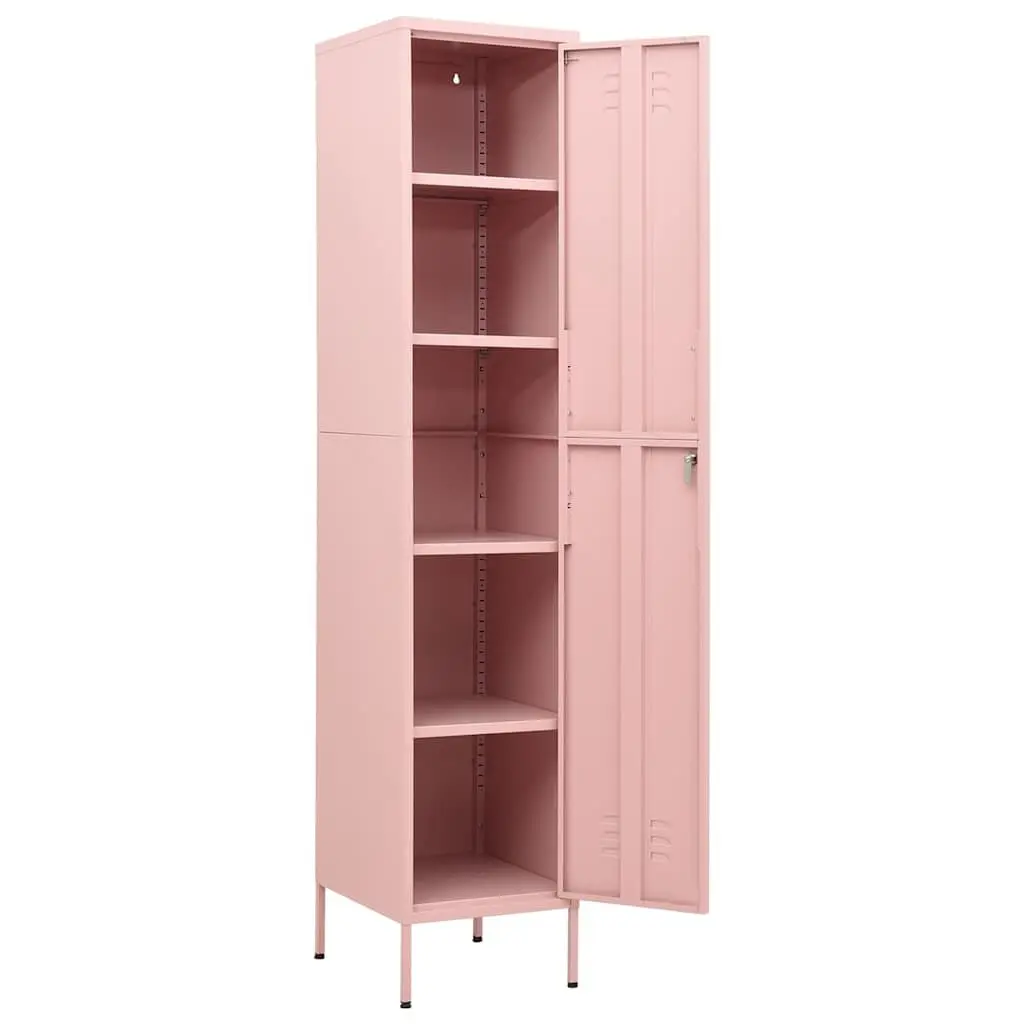 Storage Locker Cabinet for Bedroom Office Living Space Pink Steel 4 Adjustable Shelves with Locks