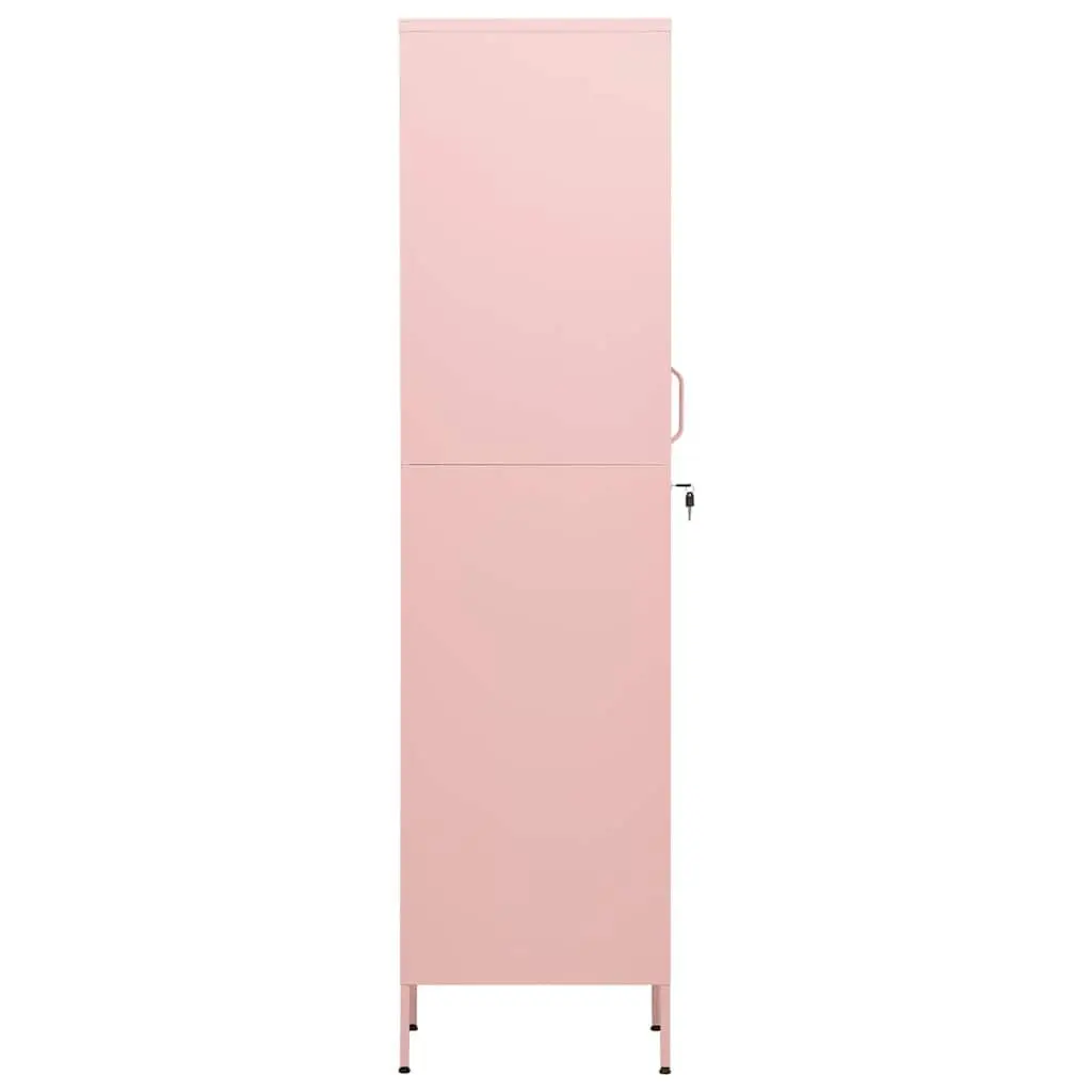 Storage Locker Cabinet for Bedroom Office Living Space Pink Steel 4 Adjustable Shelves with Locks