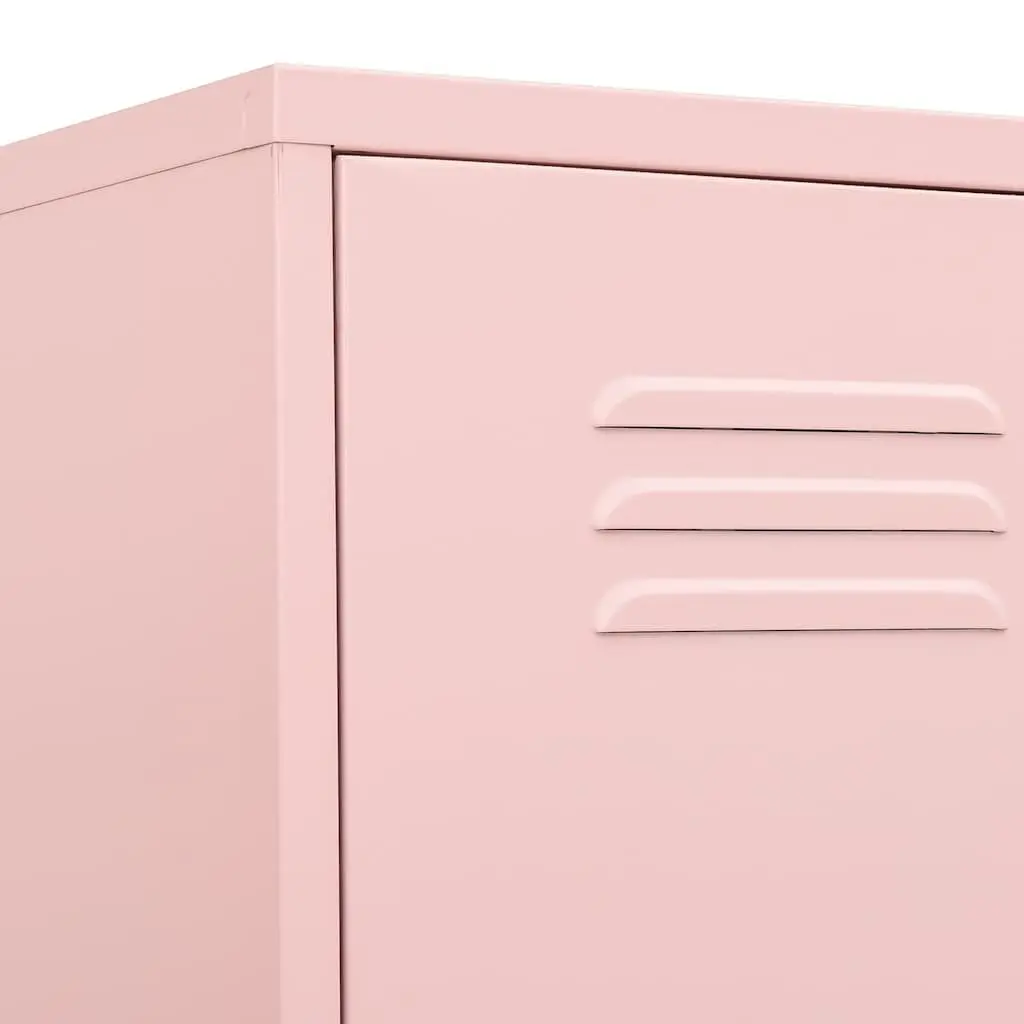 Storage Locker Cabinet for Bedroom Office Living Space Pink Steel 4 Adjustable Shelves with Locks