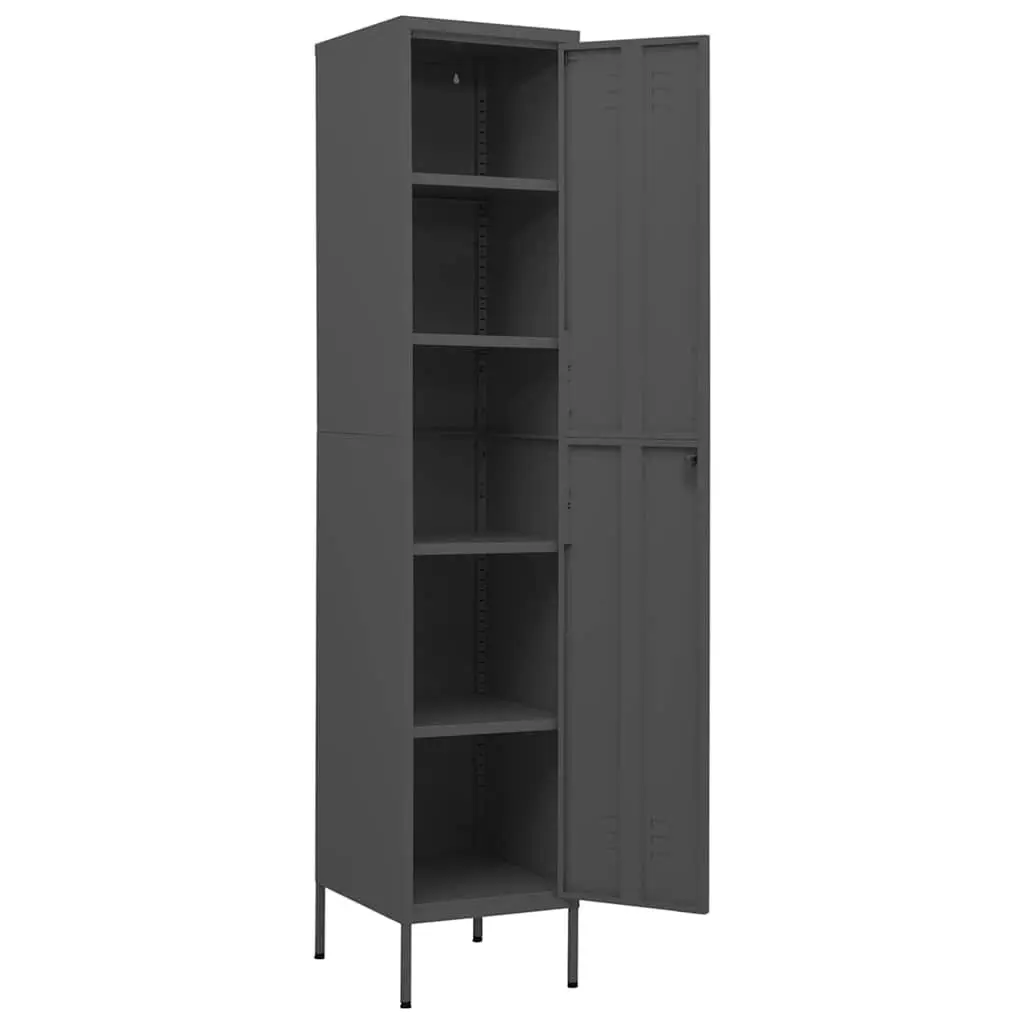 Steel Locker Cabinet for Office or Home Anthracite 35W x 46D x 180H cm with 4 Adjustable Shelves and Locking Doors