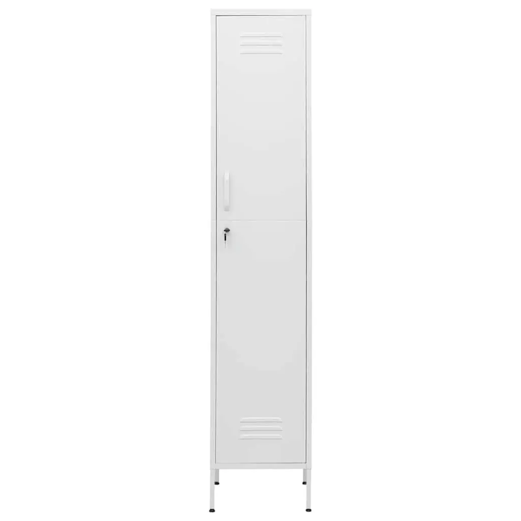 Steel Locker Cabinet White for Office 4 Adjustable Shelves
