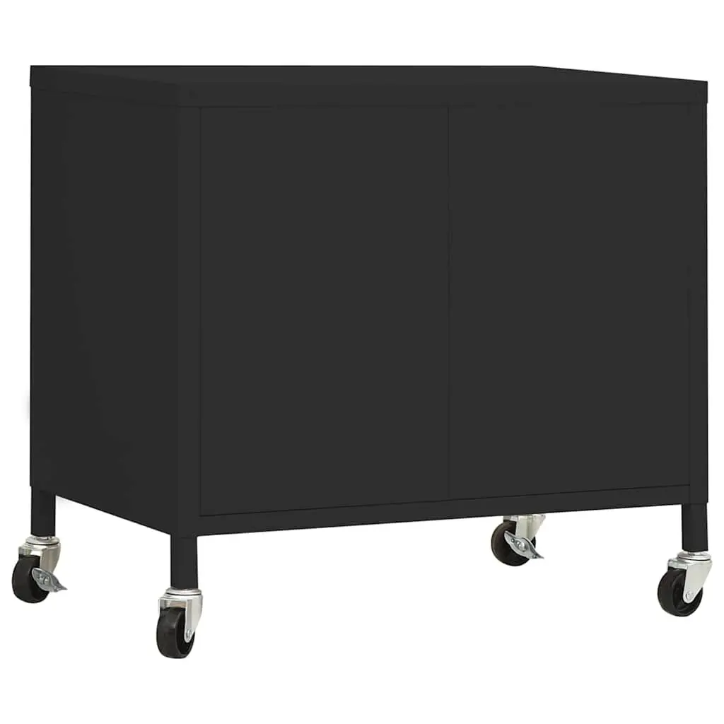 Steel Storage Cabinet for Home 60x35x56cm Black with Locking Wheels Adjustable Shelf Organizer
