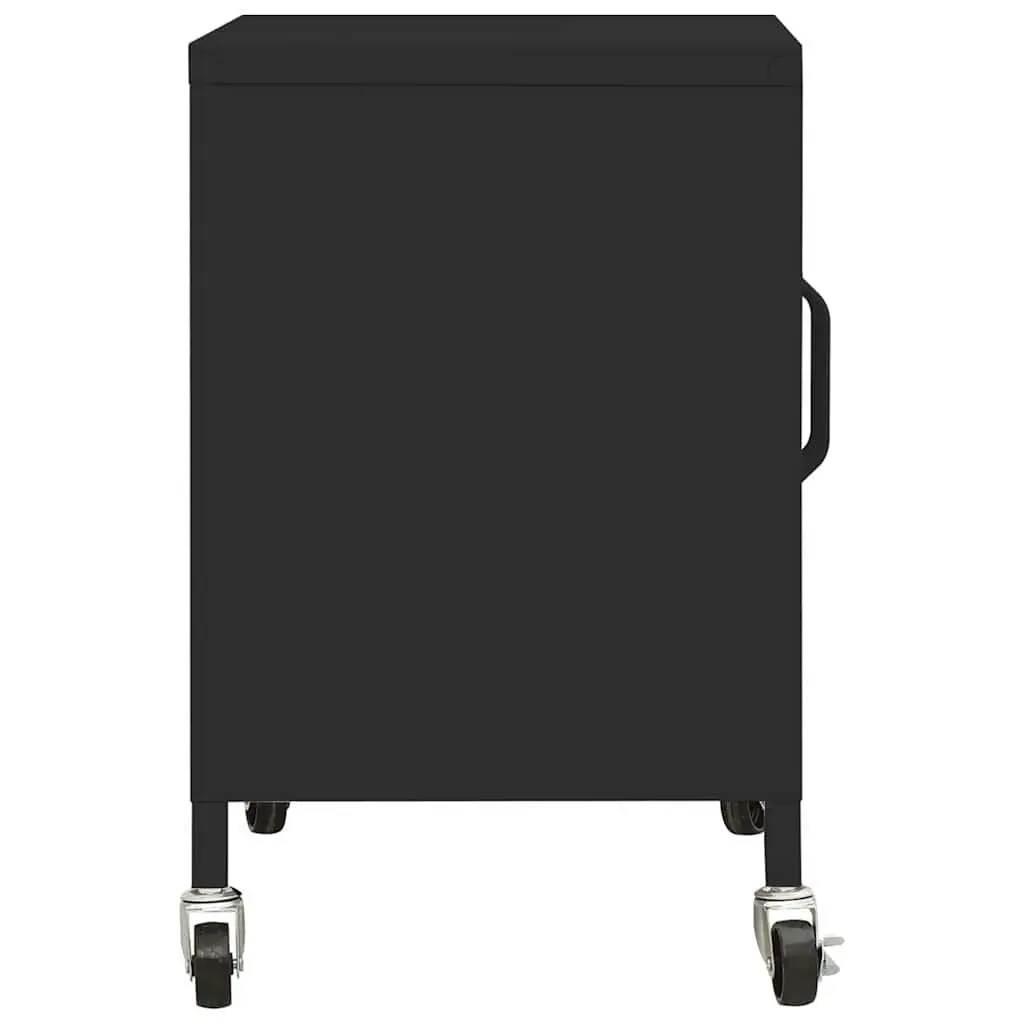 Steel Storage Cabinet for Home 60x35x56cm Black with Locking Wheels Adjustable Shelf Organizer