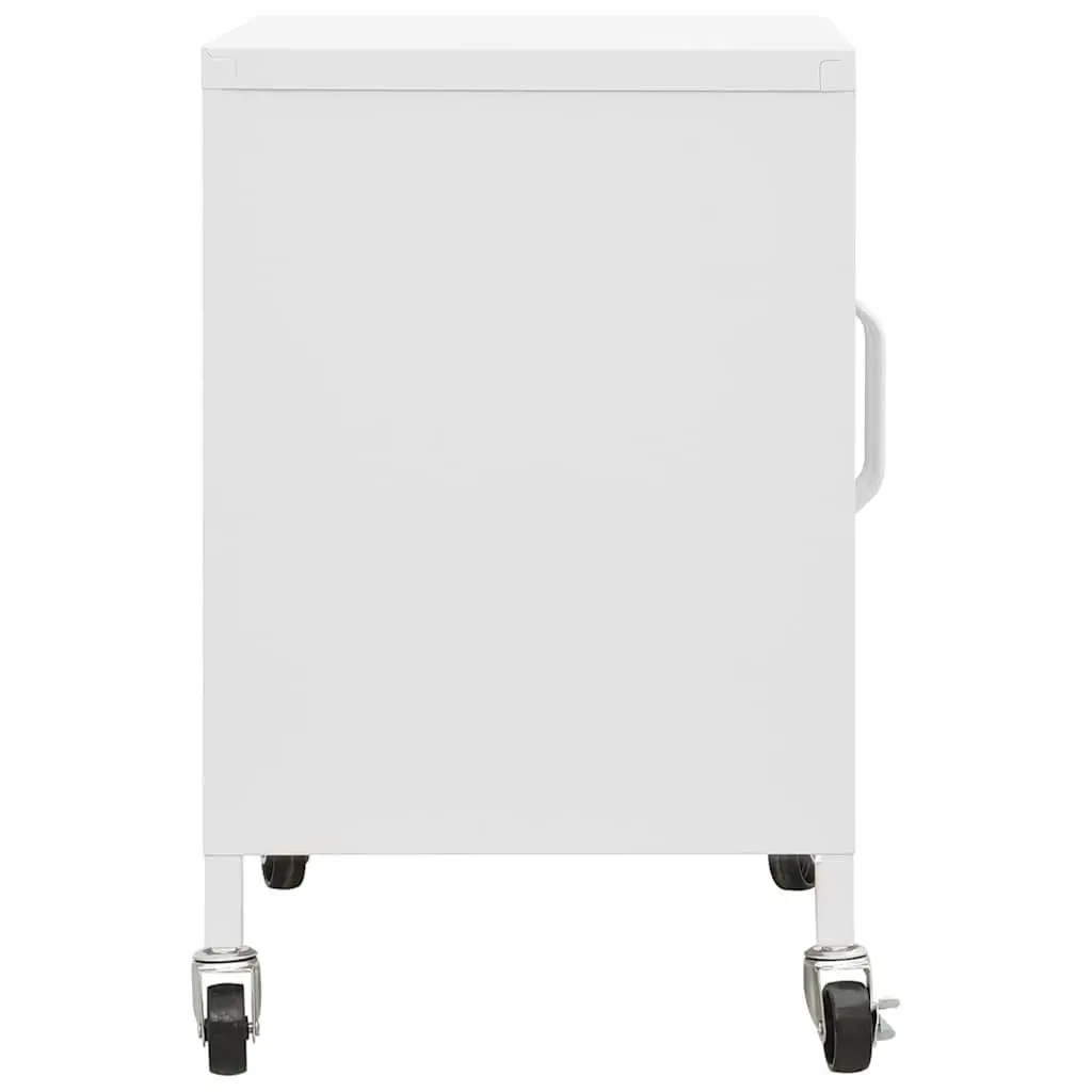Storage Cabinet White Steel 60x35x56 cm Adjustable Shelf with Wheels