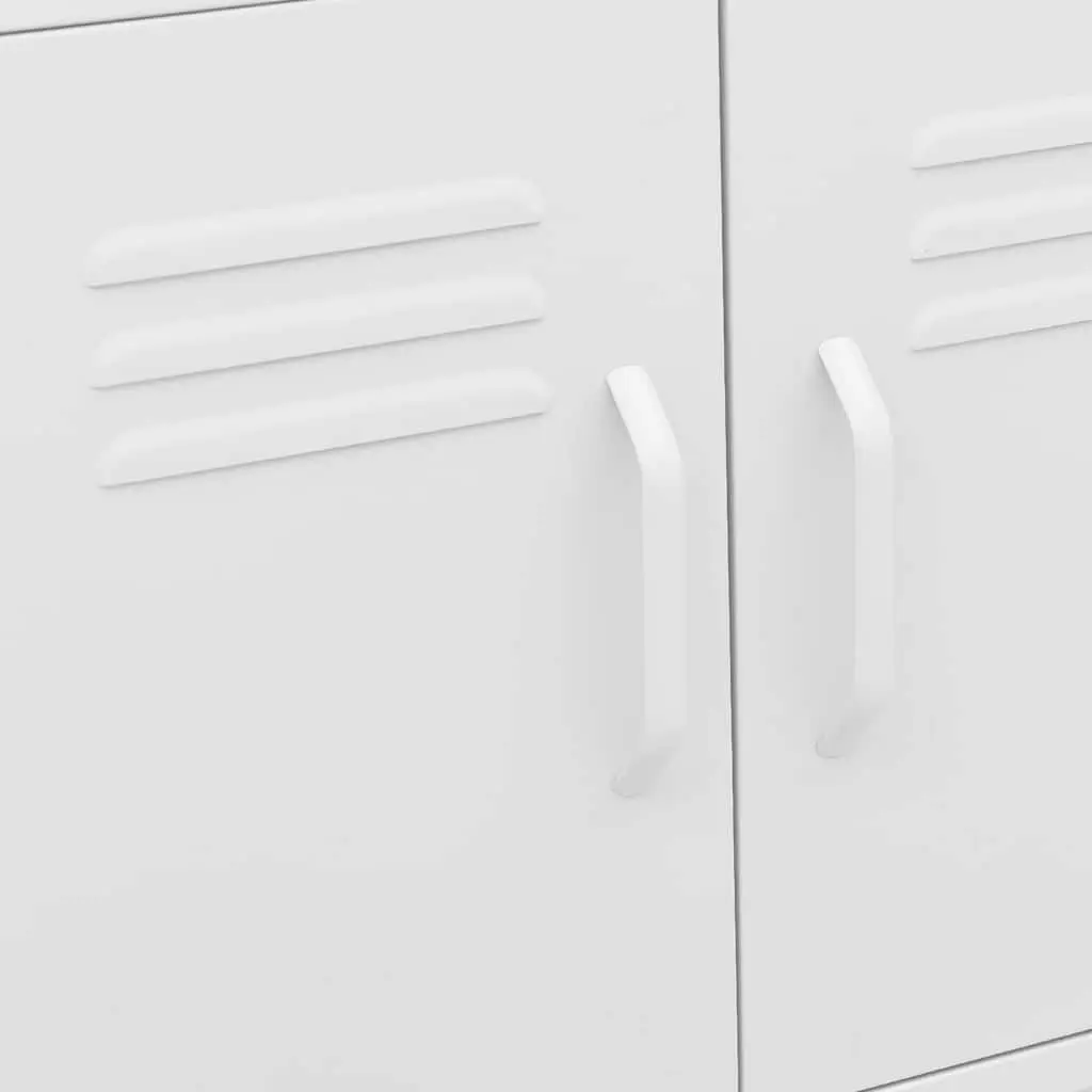 Storage Cabinet White Steel 60x35x56 cm Adjustable Shelf with Wheels