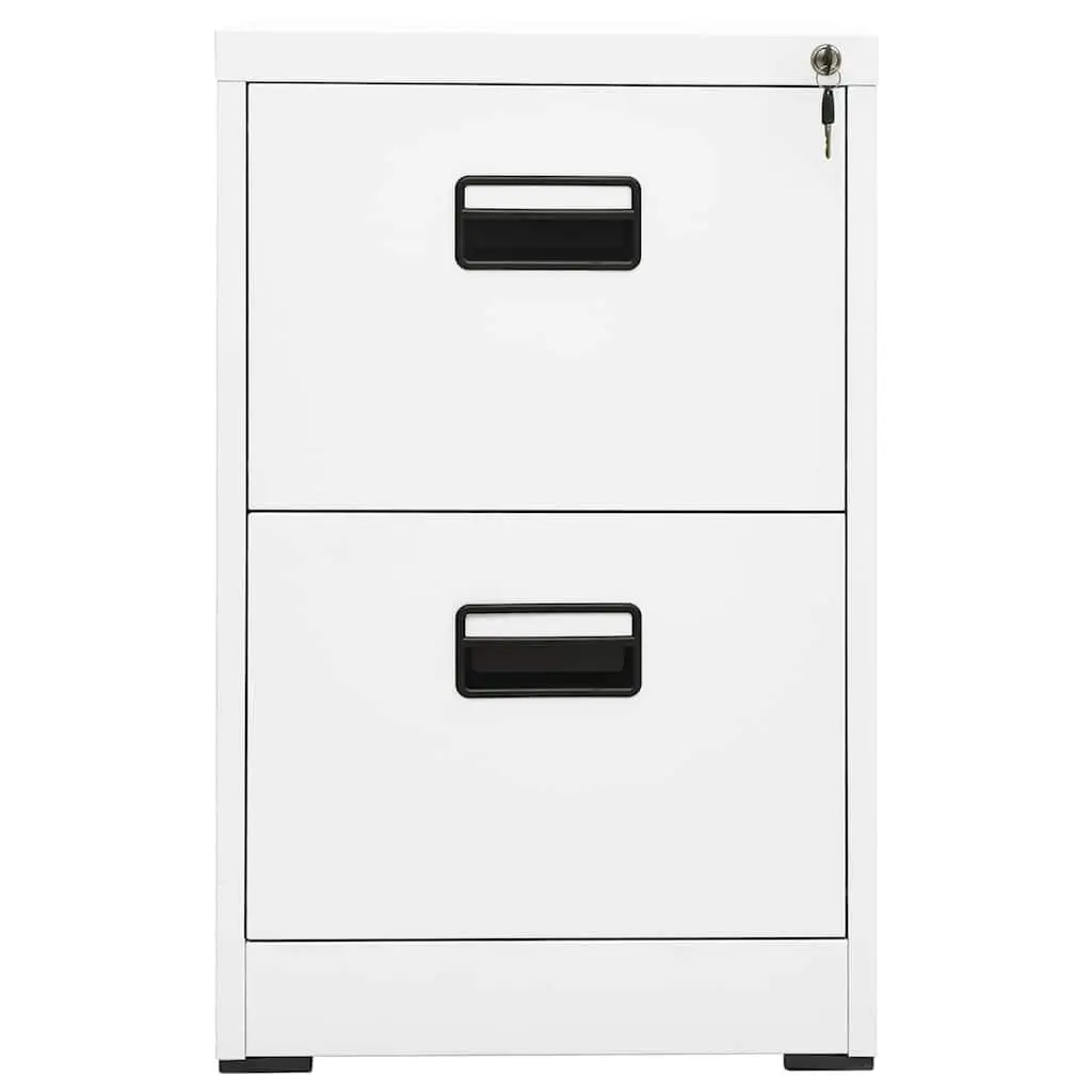 Filing Cabinet Office Storage 2 Drawer Steel White 46x62x72.5cm