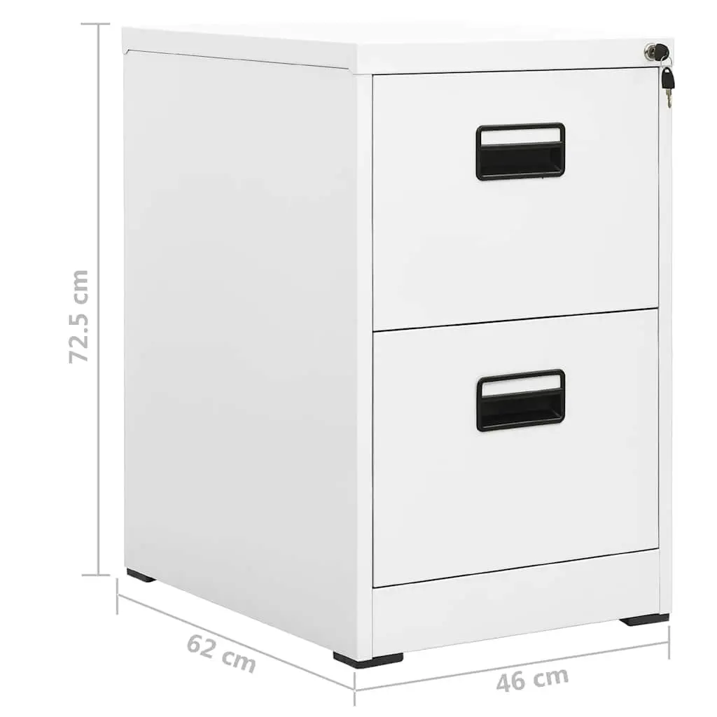 Filing Cabinet Office Storage 2 Drawer Steel White 46x62x72.5cm