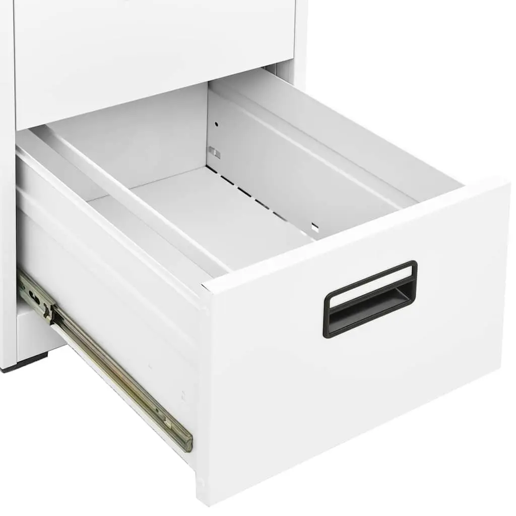 Filing Cabinet Office Storage 2 Drawer Steel White 46x62x72.5cm