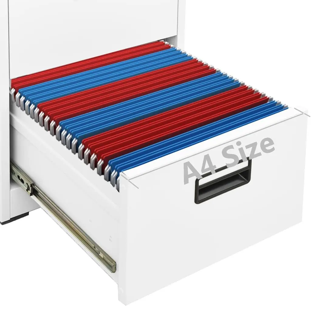 Filing Cabinet Office Storage 2 Drawer Steel White 46x62x72.5cm
