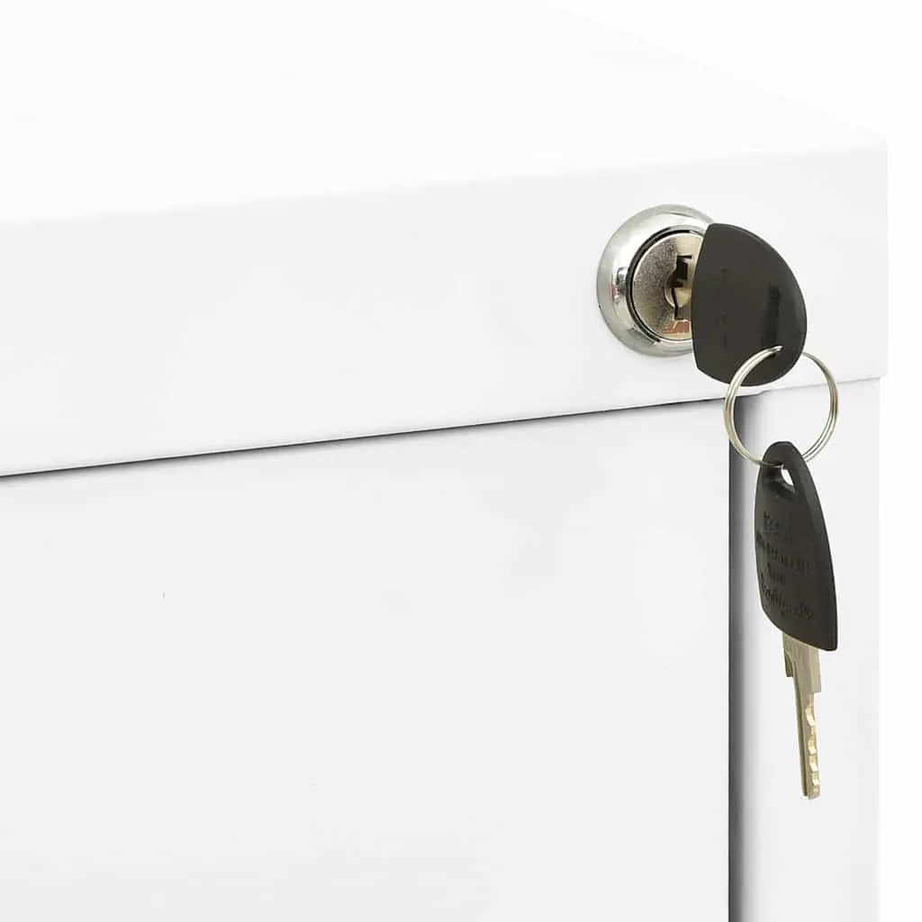 Filing Cabinet Office Storage 2 Drawer Steel White 46x62x72.5cm