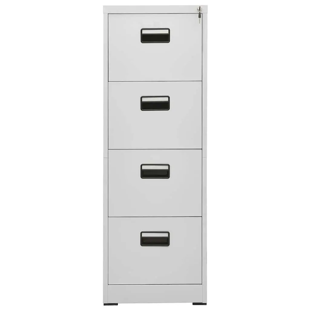 Filing Cabinet Office Storage Light Grey 2 Drawer Steel