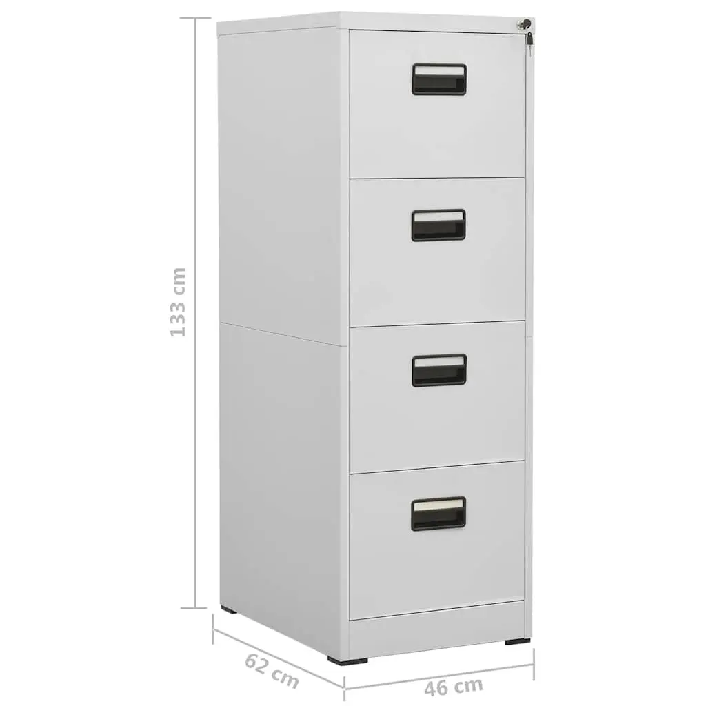 Filing Cabinet Office Storage Light Grey 2 Drawer Steel