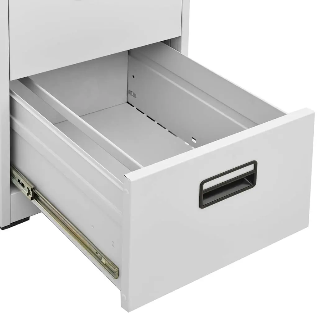 Filing Cabinet Office Storage Light Grey 2 Drawer Steel