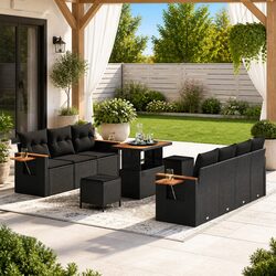 Specifications of 10-Piece Garden Sofa Set in Black