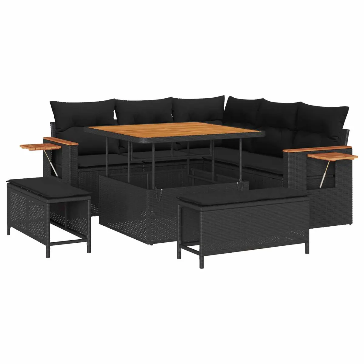 Garden Sofa Set Outdoor Furniture 8 Piece Modular Patio Seating Black Rattan