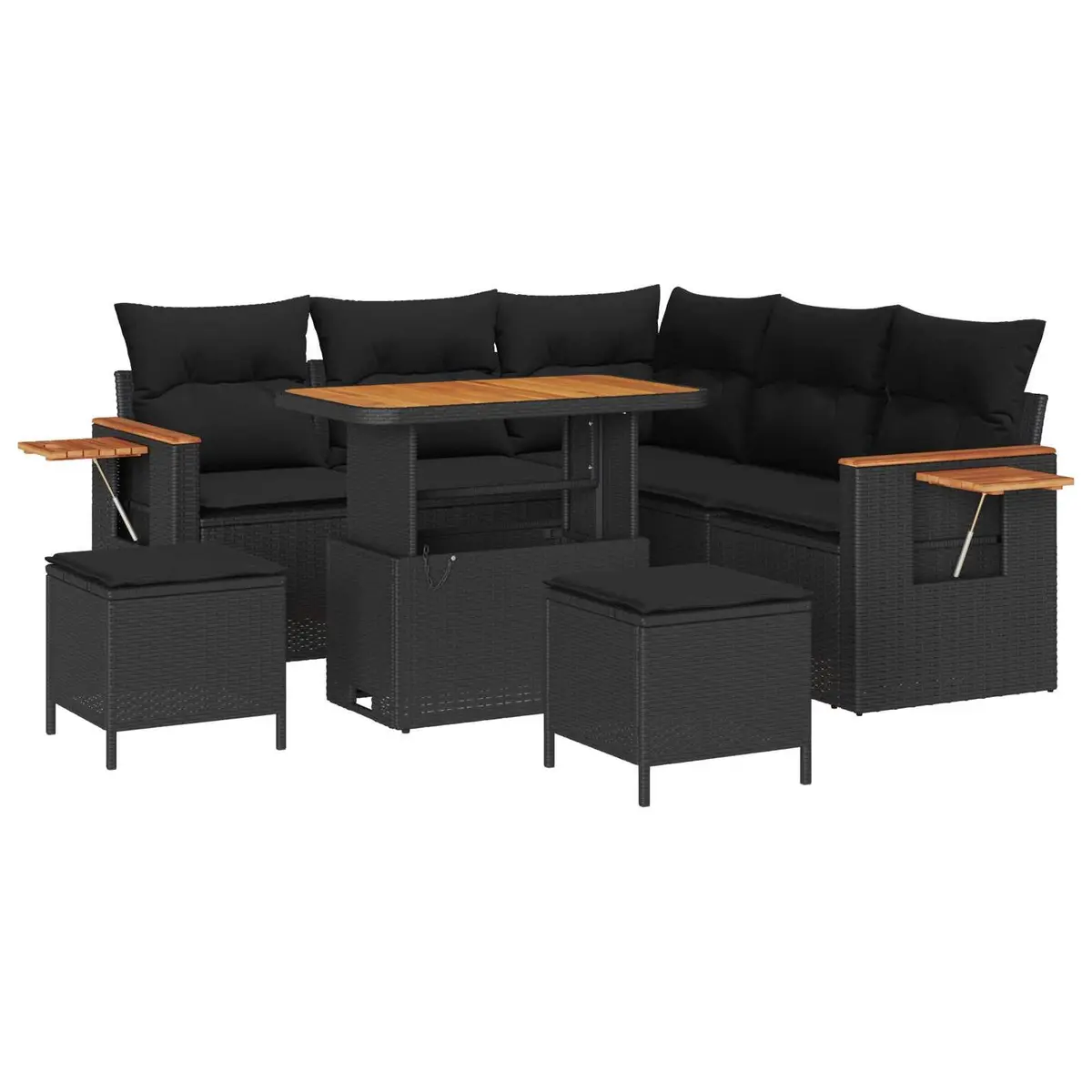 Modular Outdoor Sofa Set 8 Piece Poly Rattan for Patio and Garden Black