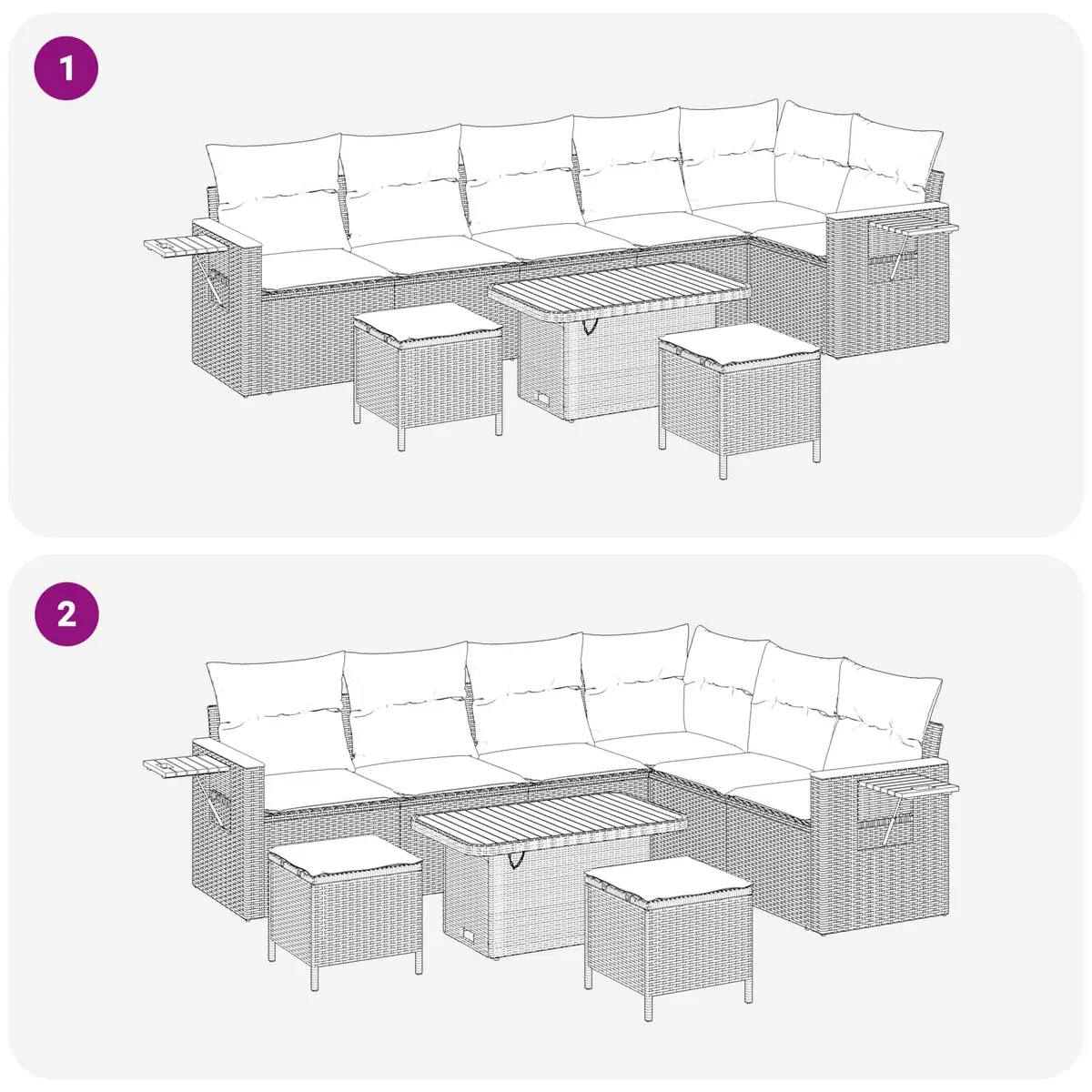 Garden Sofa Set 9 Pieces Modular Outdoor Furniture Adjustable Patio Lounge