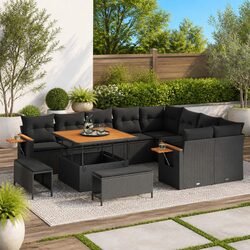 Specifications of 12-Piece Black Garden Sofa Set