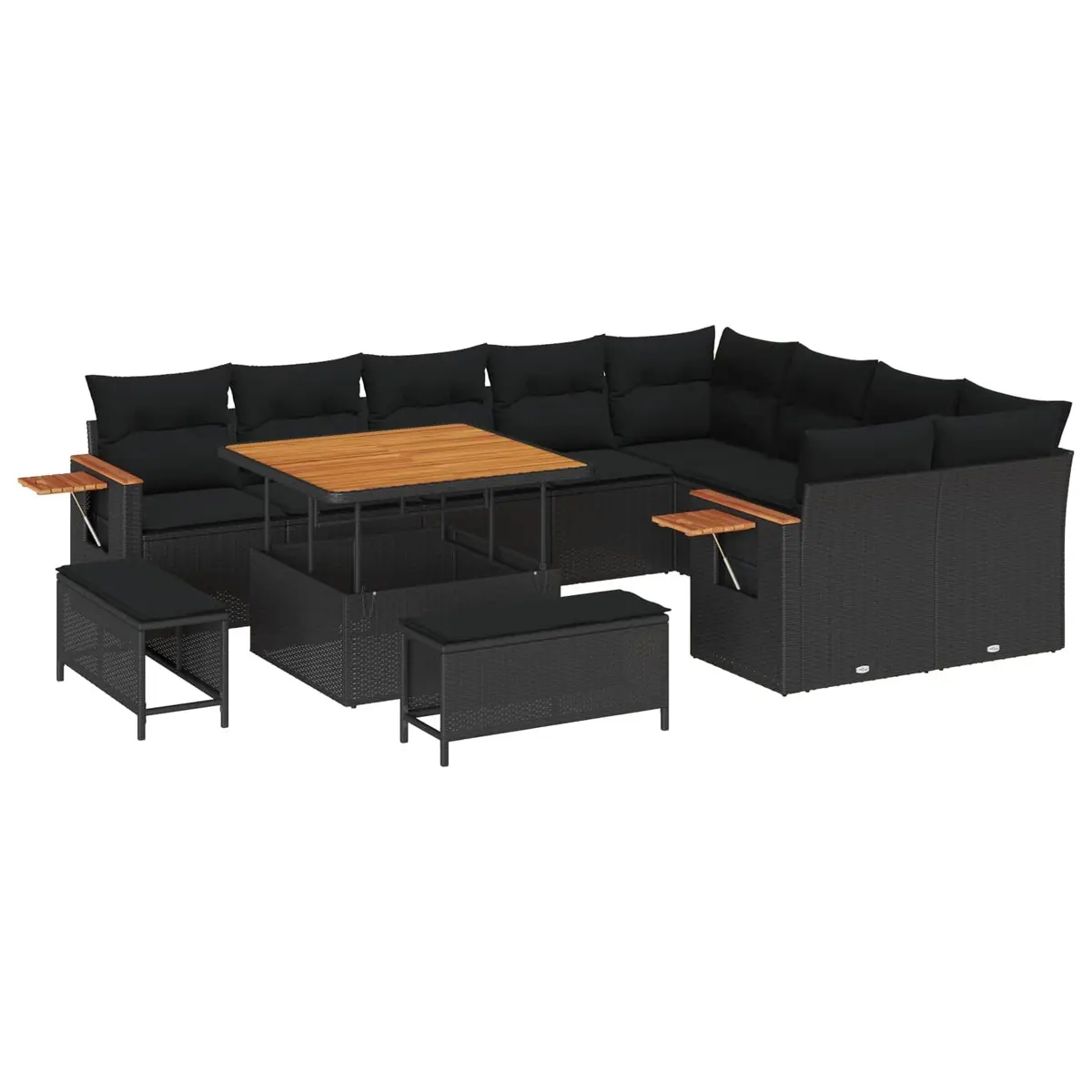Garden Sofa Set Outdoor Furniture Modular Black 12 Piece