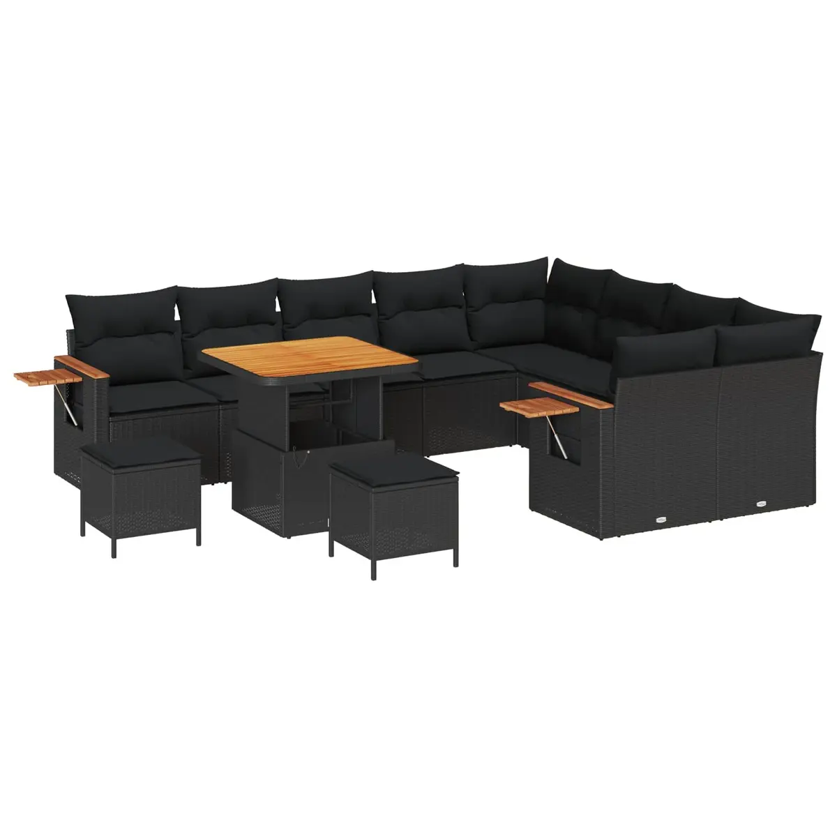 Garden Sofa Set 12 Pieces Black Poly Rattan Modular Outdoor Furniture Patio