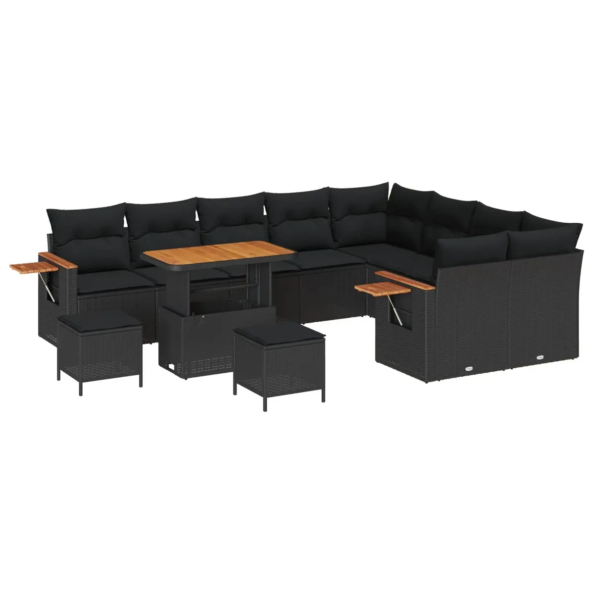 12-Piece Modular Garden Sofa Set in Black