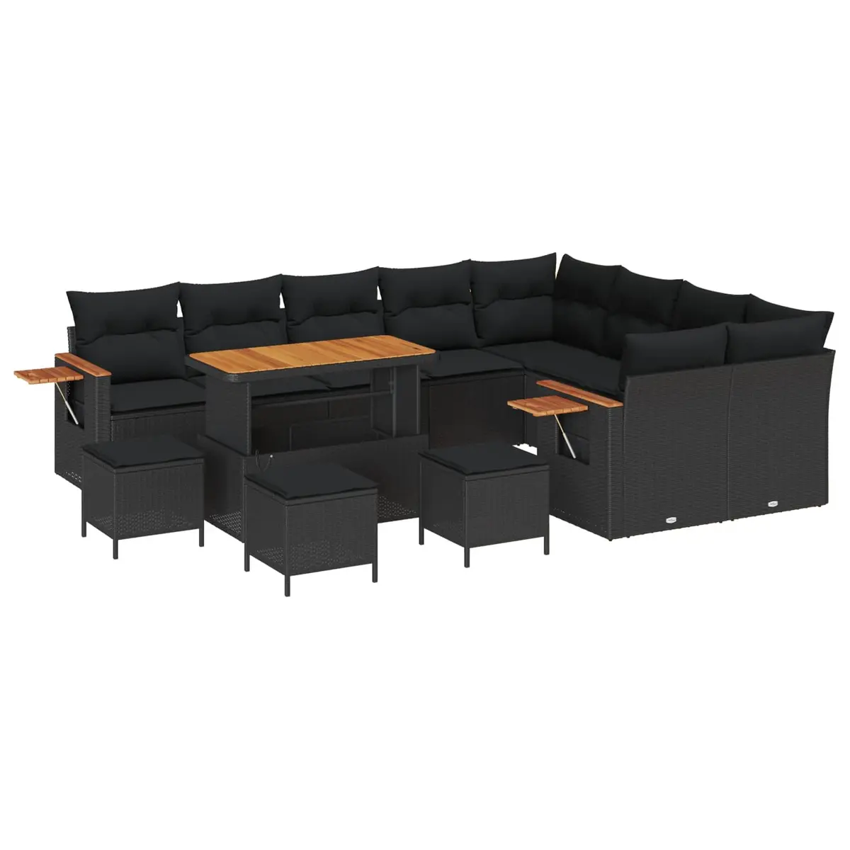 13-Piece Modular Black Garden Sofa Set