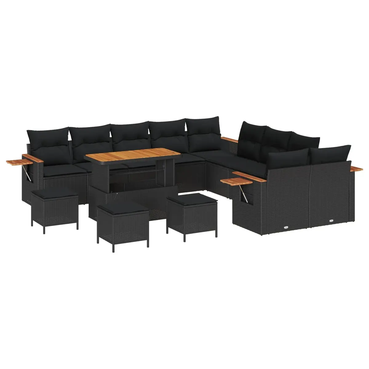 14-Piece Black Modular Sofa Set